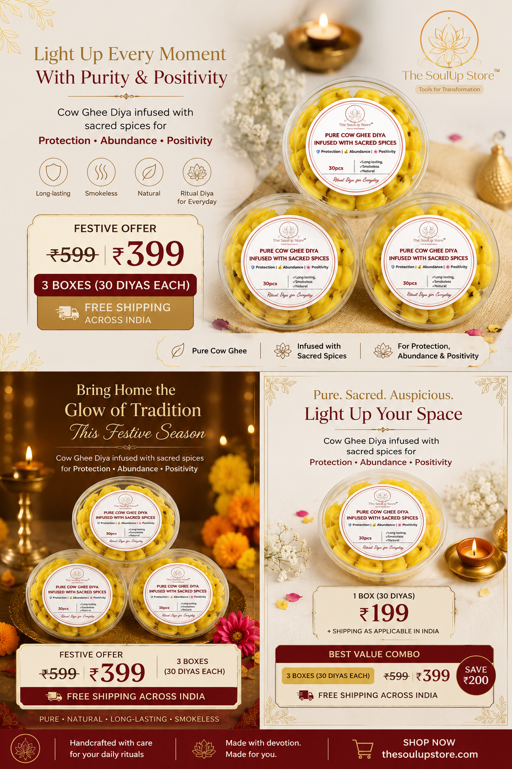 Pure Cow Ghee Diya Infused with Sacred Spices – Festive offer post