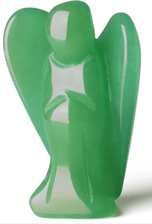 Green Aventurine Angel figurine - translucent green crystal with wings