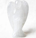Selenite Angel figurine - milky white translucent crystal with wings