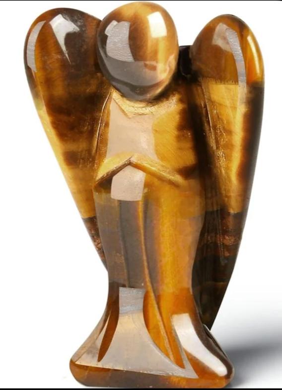 Tiger Eye Angel figurine - golden brown banded crystal with wings
