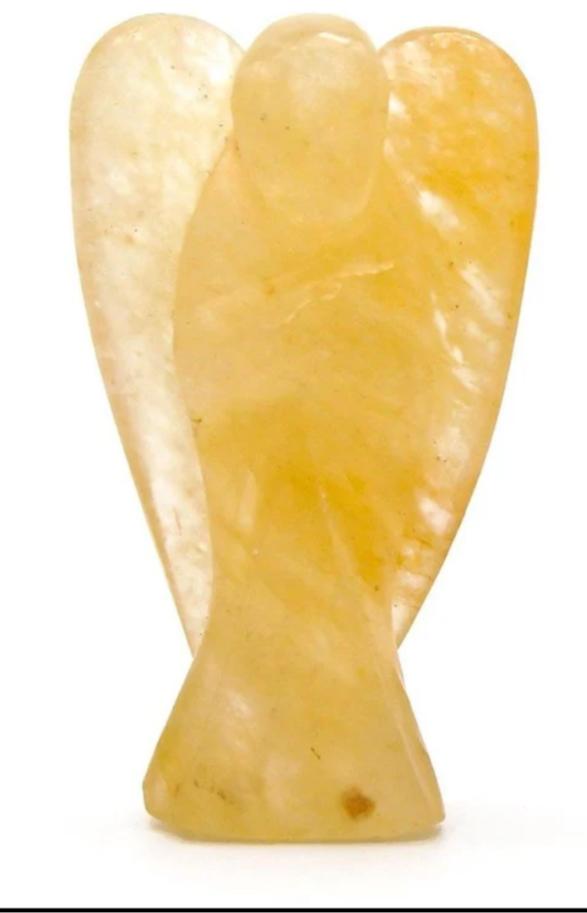 Yellow Aventurine Angel figurine - warm golden yellow crystal with wings