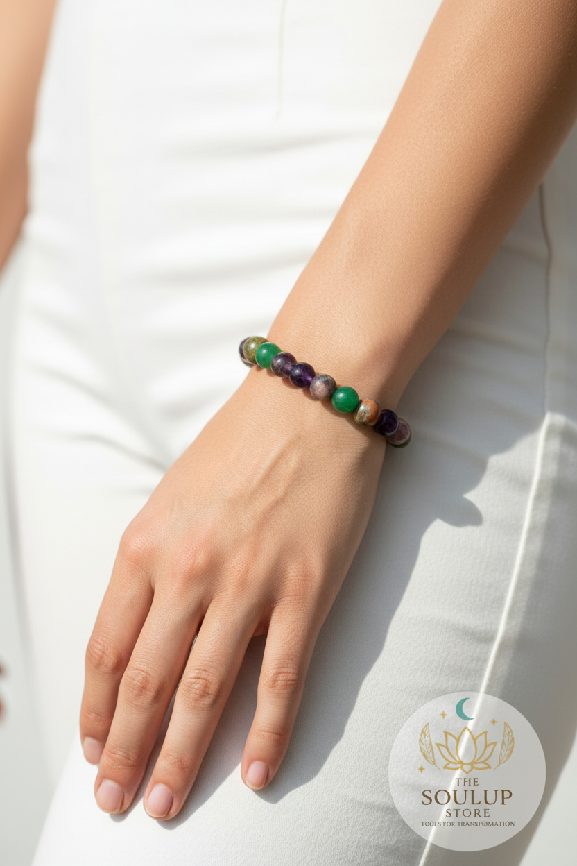 Heal your Relationship Mixel Crystal Bracelet - on wrist