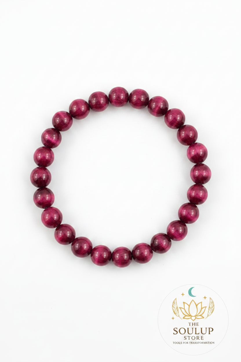 Red Tiger Eye Crystal Bracelet - flat lay