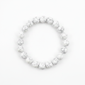 Howlite 8mm crystal bracelet flat lay on white background with SoulUp Store logo