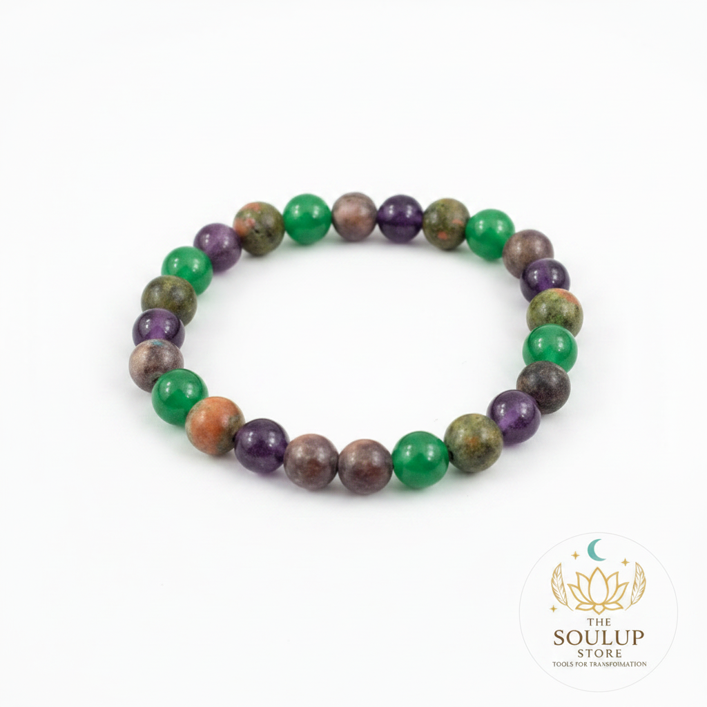 Heal Your Relationship Mixel Crystal Bracelet - White Background with SoulUp Sticker