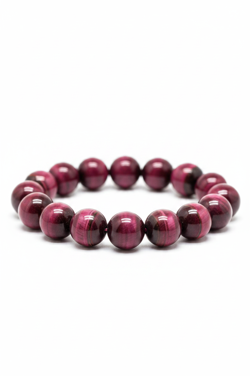 Red Tiger Eye Crystal Bracelet - close up