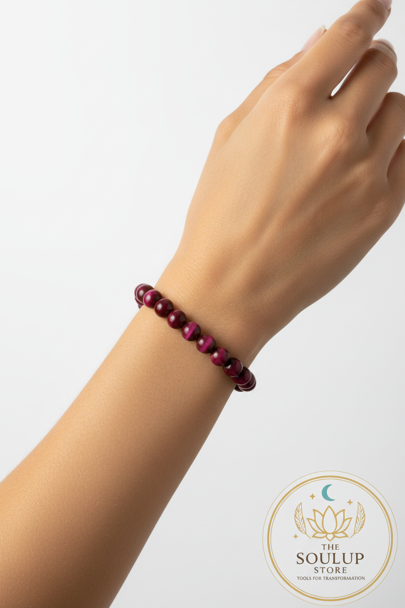 Red Tiger Eye Crystal Bracelet - on wrist